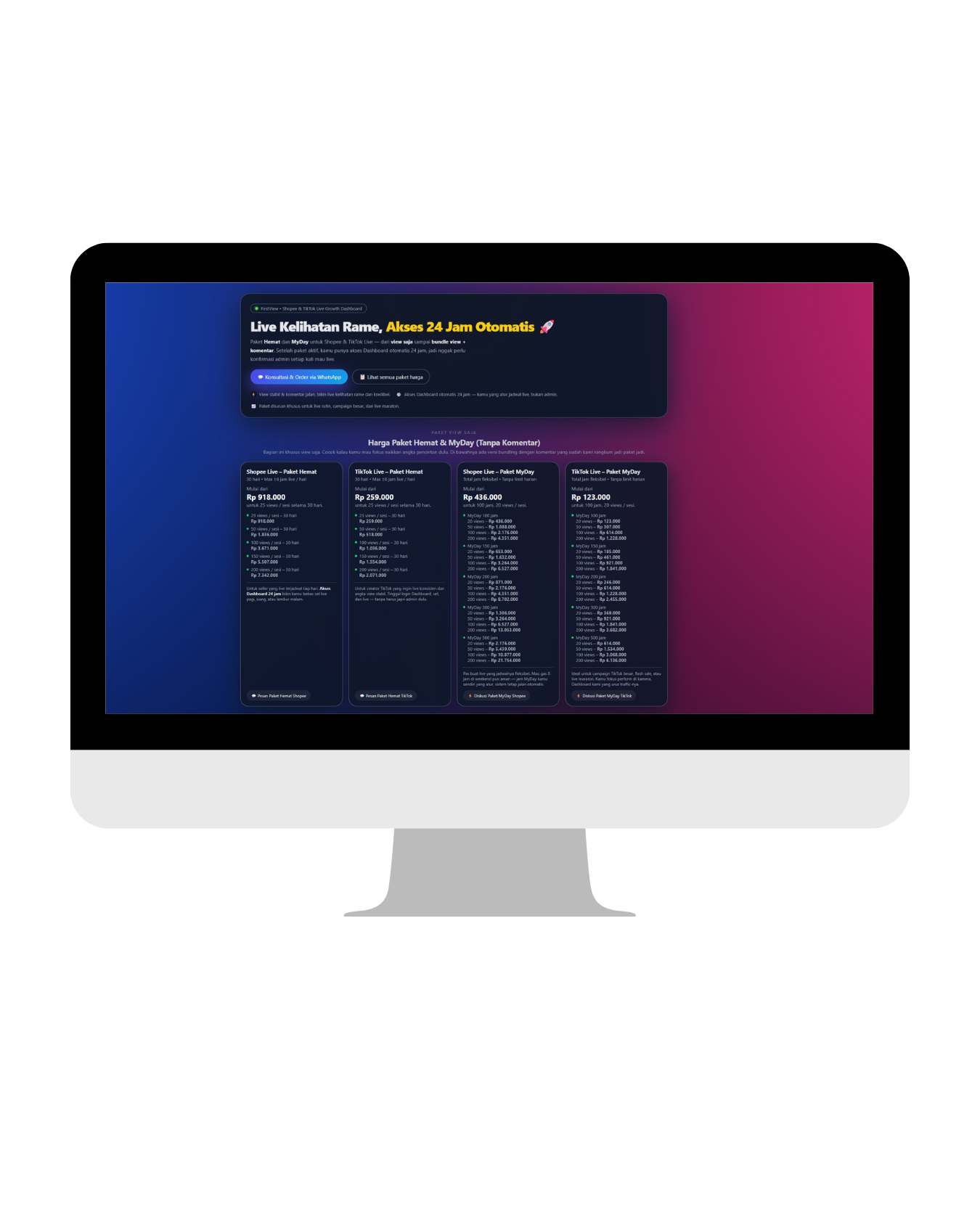 Landing Page – Pricelist Firstview