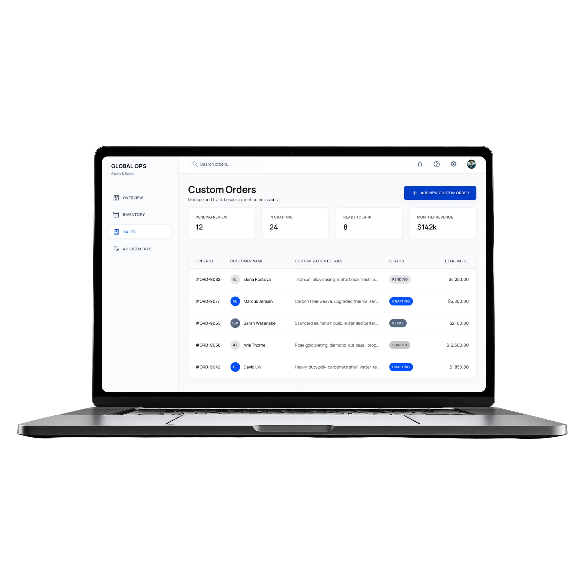 Stock Dashboard – Sales & Inventory Internal