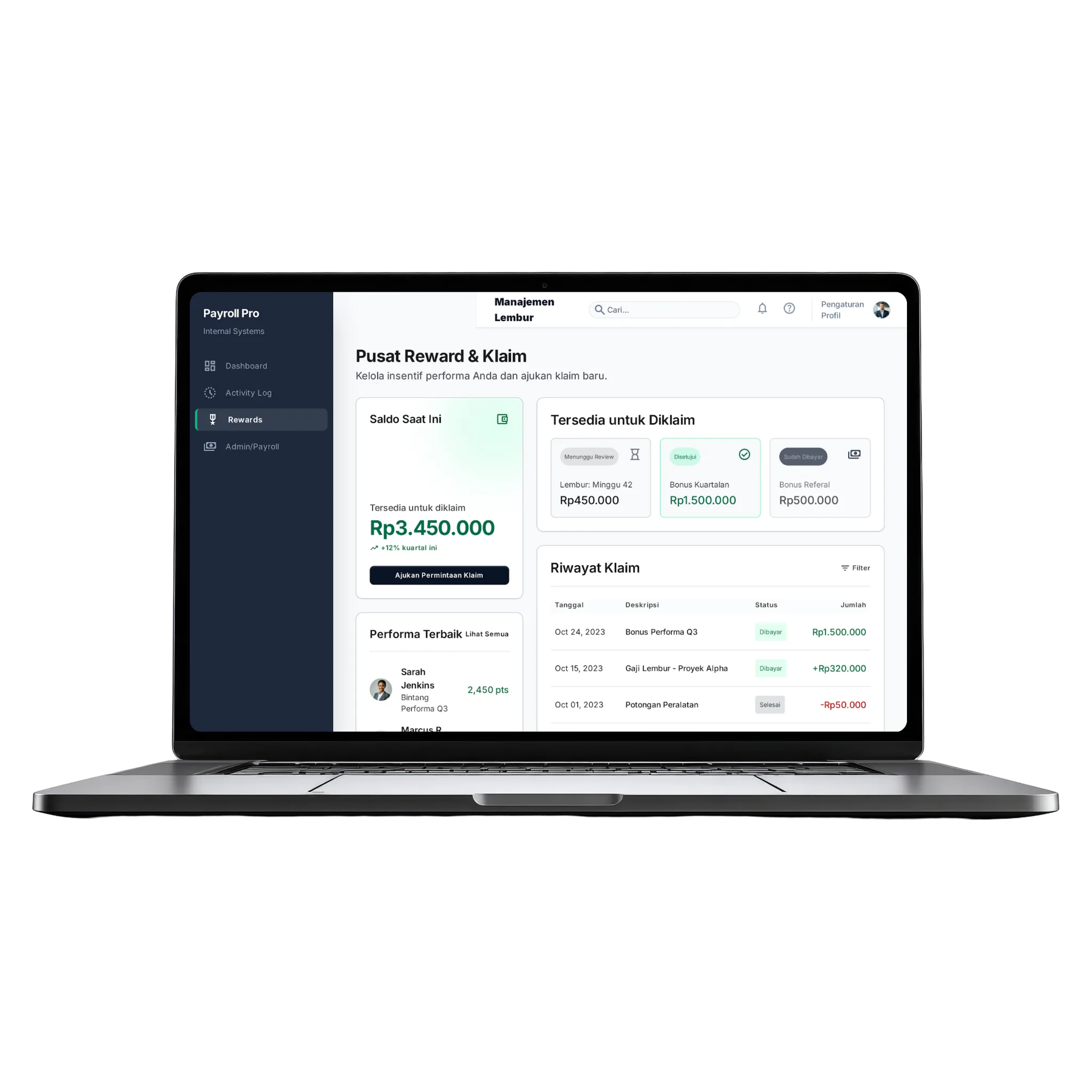 Internal Payroll & Reward Dashboard